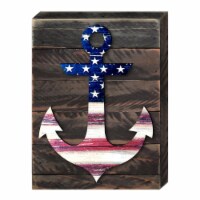 Patriotic Anchor Home of the Brave Quote Americana Art on Board Wall Decor