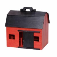 Wooden Toy Folding Barn with Black Roof, Red