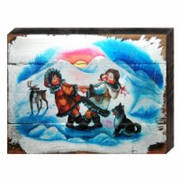 Alaska Kids Playing Art on Board Wall Decor