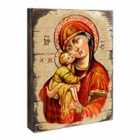 Vladimir Virgin Mary Icon Painting on Gold-Plated Wooden Block