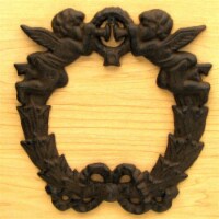 Cast Iron Cherub Wreath - Brown