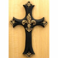 Cast Iron Fleur De Lis Cross, Medium - Black