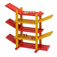 Wooden Car Roller Racetrack Toy, Red & Yellow