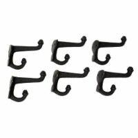 Cast Iron Double Acorn Hook, Set of 6 - Black