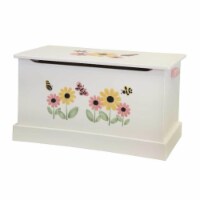 35 in. Wooden Toy Box with Stencil&#44; Medium - White