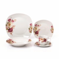 20 Piece Porcelain Square Dinnerware Set, Service for 4