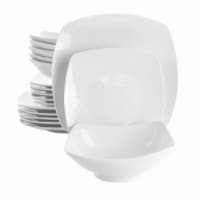 Newman Square Porcelain Dinnerware Set, White - 18 Piece