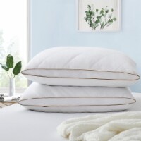 2 Pack Gusseted Goose Down Feather Pillows for Side and Back Sleepers King