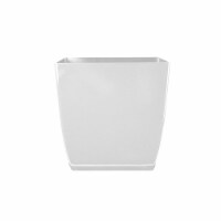 The HC Companies Aria Square Planter - Glossy White Perspective: Main
