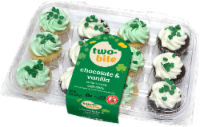 Two-Bite® St Patrick's Vanilla and Chocolate Cupcakes Perspective: Main