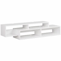 Prepac 4 Shelf 58  Modern Wooden Wall Mounted TV Stand in White