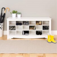 Prepac 18 Cubby Shoe Storage Bench in White