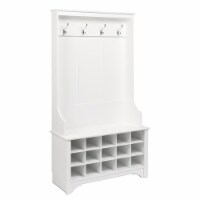 Prepac Hall Tree with Shoe Storage in White