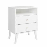 Prepac Milo Mid Century Modern 2 Drawer Tall Nightstand in White