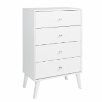 Prepac Milo Mid Century Modern 4 Drawer Chest in White