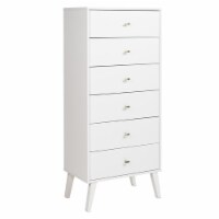 Prepac Milo Mid Century Modern Tall 6 Drawer Chest in White