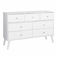Prepac Milo Mid Century Modern 7 Drawer Dresser in White