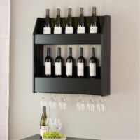 2-Tier Floating Wine And Liquor Rack, Black