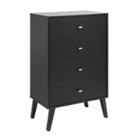 Prepac Milo Mid Century Modern 4 Drawer Chest in Black