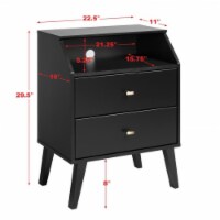 Prepac Milo Mid Century Modern 2 Drawer Nightstand with Cubby in Black