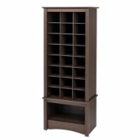 Prepac Tall Shoe Cubbie Cabinet in Espresso