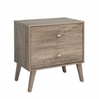 Prepac Milo Mid Century Modern 2 Drawer Nightstand in Drifted Gray