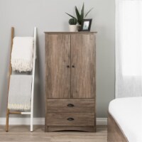 Prepac Salt Spring 2 Door Armoire in Drifted Gray