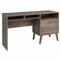 Prepac Milo Computer Desk with Side Storage and 2 Drawers in Drifted Gray