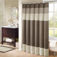 Madison Park Pieced Faux Dupioni Shower Curtain, Natural