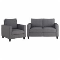 CorLiving Georgia Gray Fabric Loveseat Sofa and Accent Chair Set - 2pcs