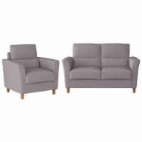 CorLiving Georgia Light Gray Fabric Loveseat Sofa and Accent Chair Set - 2pcs