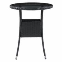 CorLiving Parksville Black Wicker / Rattan Round Bistro Table