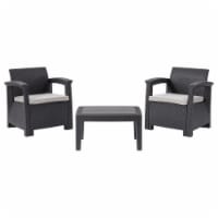 CorLiving Lake Front Black Rattan Patio Chair Set - 3pc