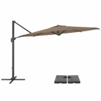 CorLiving 11.5ft Offset Sandy Brown Fabric Patio Umbrella and Base