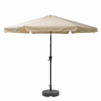 CorLiving 10ft Round Tilting Warm White Fabric Patio Umbrella and Round Base