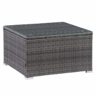 CorLiving Patio Square Glass Top Coffee Table in Blended Grey