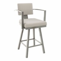 Amisco Akers 26.25  Faux Leather Swivel Counter Stool in Cream/Matt Light Gray