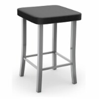 Amisco Ryan 25.25  Faux Leather and Metal Counter Stool in Black/Glossy Gray