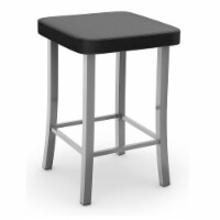 Amisco Ryan 31.25  Faux Leather and Metal Bar Stool in Black/Glossy Gray