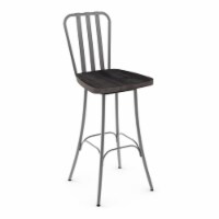 Amisco Bond 25.5  Distressed Wood Swivel Counter Stool in Dark Gray/Glossy Gray