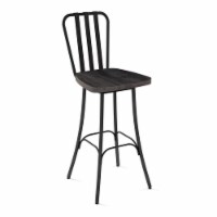 Amisco Bond 25.5  Distressed Wood Swivel Counter Stool in Dark Gray/Black