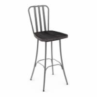Amisco Bond 29.5  Distressed Wood Swivel Bar Stool in Dark Gray/Glossy Gray