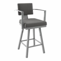 Amisco Akers 30.25  Polyester Swivel Bar Stool in Heather Light Gray/Glossy Gray