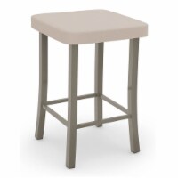 Amisco Ryan 25.25  Faux Leather and Metal Counter Stool in Cream/Matt Light Gray