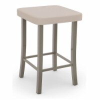 Amisco Ryan 31.25  Faux Leather and Metal Bar Stool in Cream/Matt Light Gray
