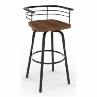 Amisco Brisk 25  Distressed Wood Swivel Counter Stool in Brown/Gun Metal