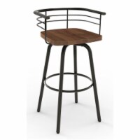Amisco Brisk 29  Distressed Wood Swivel Bar Stool in Brown/Gun Metal
