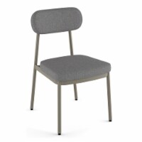 Amisco Orly Woven Fabric and Metal Dining Chair in Gray/Blue/Matt Light Gray