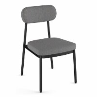 Amisco Orly Woven Fabric and Metal Dining Chair in Gray/Blue/Black