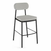 Amisco Orly 30  Polyester and Metal Bar Stool in Pale Gray/Black Metal